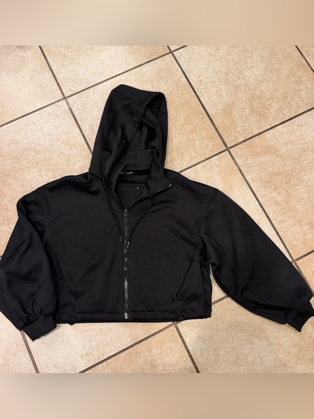 Zara Black Hooded Cropped jacket